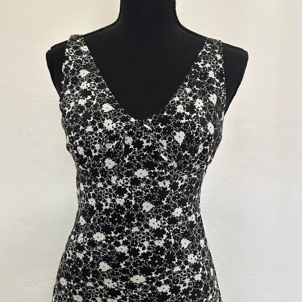 90s Y2k Express Black Floral Midi Dress - image 3